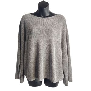 Prologue Sweater Women's Gray Wide Split Sleeve Crewneck Size XXL NWT